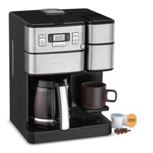 The Cuisinart SS-GB1 grinds your whole beans and brews ground coffee and pods as well.