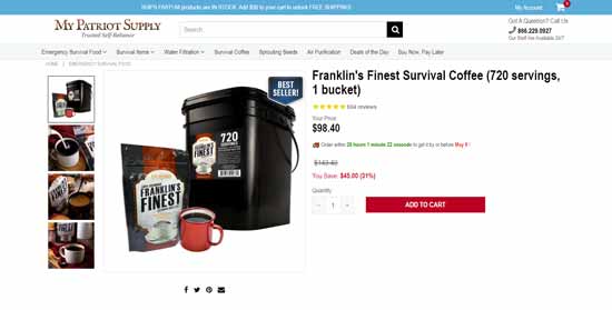Coffee Survival Kit: 720-Servings by Patriot Pantry