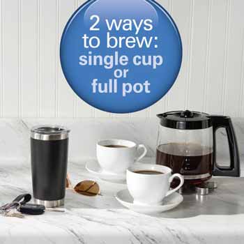 Brew a single cup or a full pot with the Hamilton Beach coffee maker 